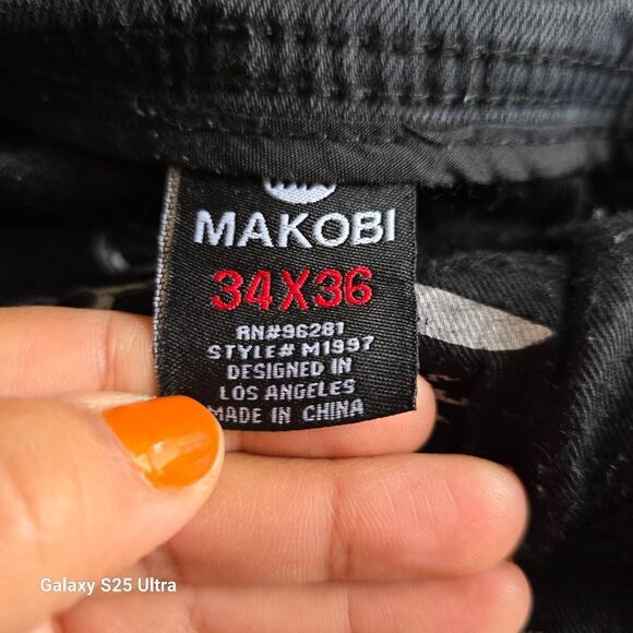 Makobi mens Sz 34X36 black Gianos stacked jeans - Picture 8 of 9